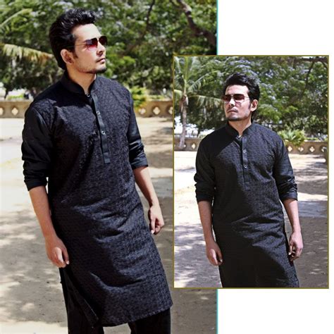 Shop Online Embroidered Chicken Fabric Stitched Shalwar Kameez For Men