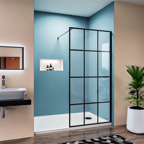 Elegant 34 X 72 Framed Single Panel Fixed Shower Door Screen 5 16 Glass Black Ebay