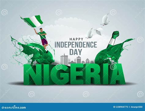 Happy Independence Day Nigeria Greetings Vector Illustration Design