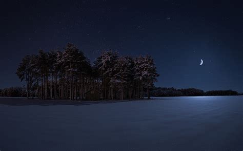 Starry Winter Night Wallpaper Hd Nature 4k Wallpapers Images Photos