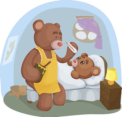 Sick Teddy Bear Cartoon Illustrations Royalty Free Vector Graphics