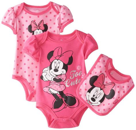 Disney Baby Girls Minnie Mouse 3 Piece Soft Bodysuit And
