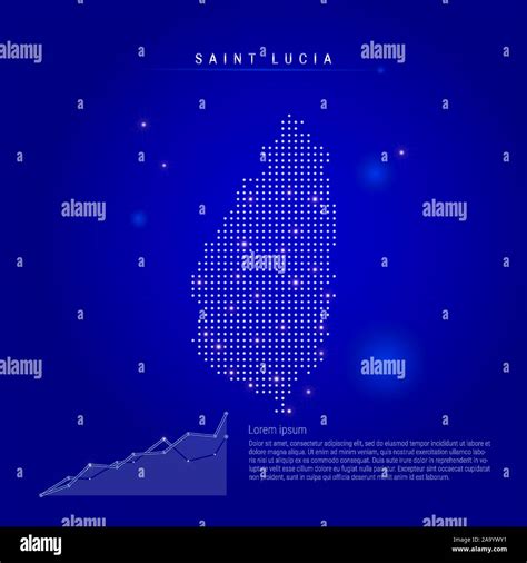 Saint Lucia Illuminated Map With Glowing Dots Infographics Elements