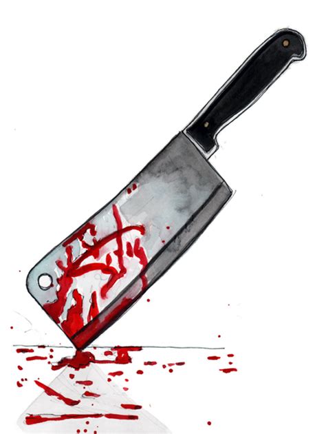 A knife that is covered in blood. Long Blue Straw » knife