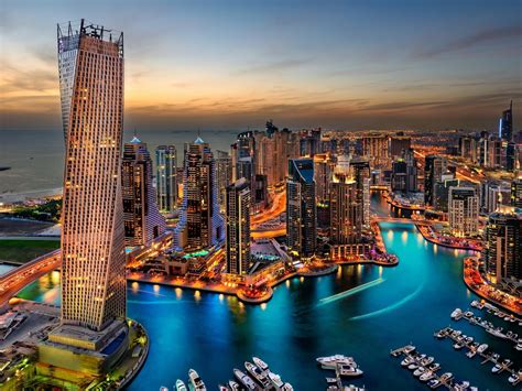 Dubai Uae Buildings Skyscrapers Night Hd Wallpaper 93494