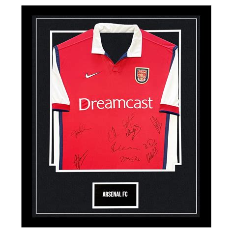 Signed Arsenal Fc Framed Shirt Adams Bergkamp And Vieira Autograph