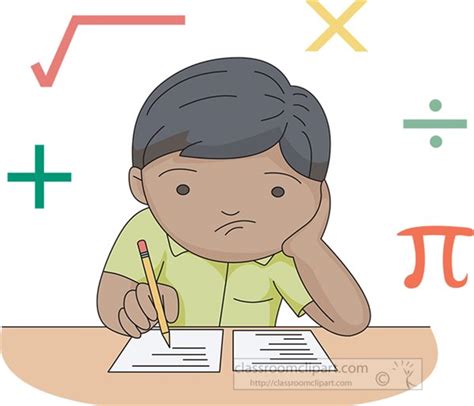 Mathematics Clipart Boy Unhappy Solving Math Problem Classroom Clipart
