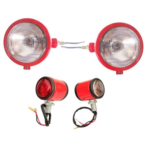 Apsmotiv Red Headlights Butler Style Light Assemblies With 12v Bulbs