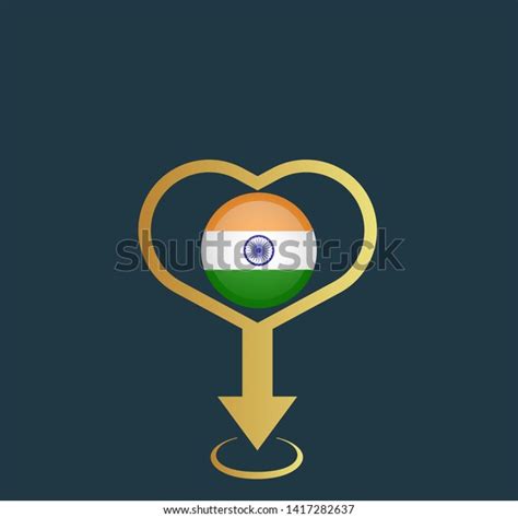 Gold Map Pin India Circle Flag Stock Vector Royalty Free 1417282637