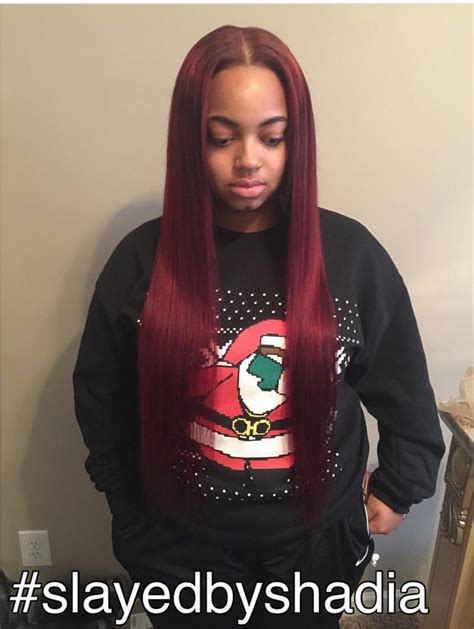 30 Burgundy Weave Middle Part Fashion Style