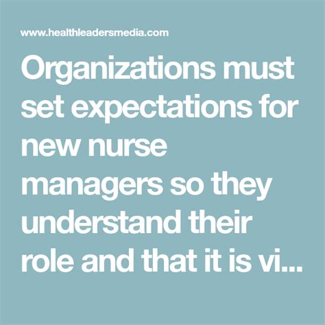 The Words Organization Must Set Expectations For New Nurse Managers So