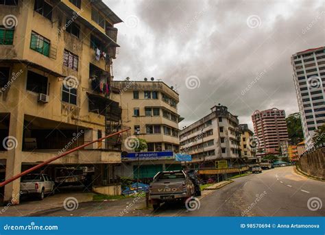 Street With A Road And Tall Buildings Sandakan City Borneo Sabah