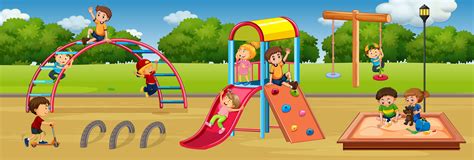 Children Playing At Playground 374316 Vector Art At Vecteezy