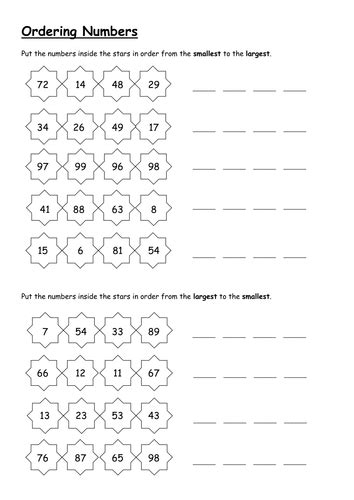 Ordering Non Consecutive Numbers Worksheet