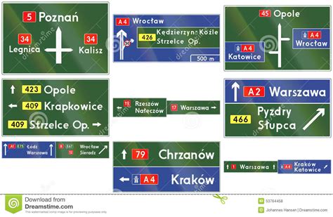 Direction Signs In Poland Stock Illustration Illustration Of Europe