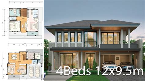 House Design Plan 12x95m With 4 Bedrooms Home Ideas