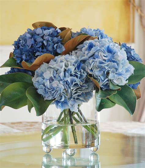 5 Stems Of Blue Hydrangea Vase Green Grove Fruit And Flower