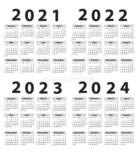 Ilustración Del Calendario 2021 2022 2023 Plantilla Burlarse