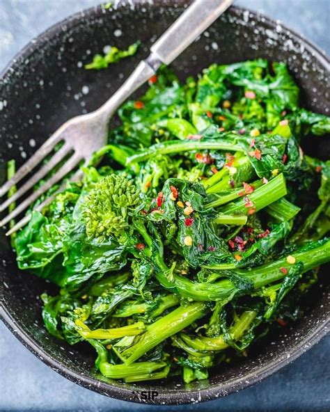 Sauteed Broccoli Rabe Rapini With Garlic Olive Oil And A Touch Of
