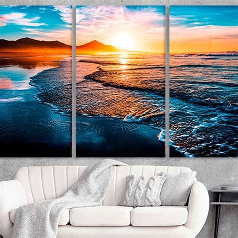Sunset Canvas Ocean Art Ocean Print Canvases Set Of Sea Ocean Etsy