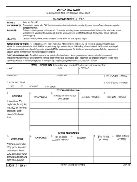 Da Form 137 1 Fill Out And Sign Printable Pdf Template Signnow