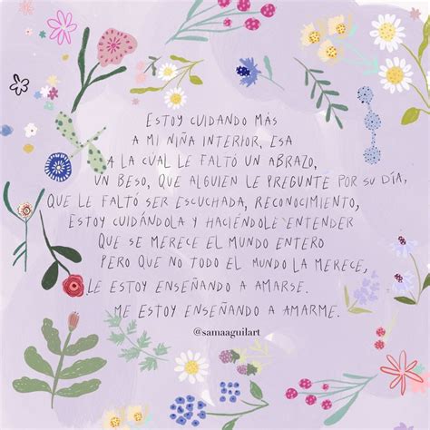 A Quote Written In Spanish Surrounded By Colorful Flowers And Leaves On A Purple Background With