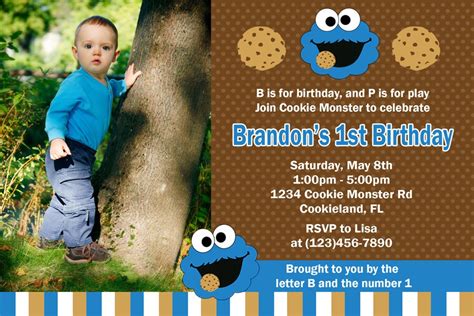 Cookie Monster Birthday Party Invitation Printable Or Printed Etsy