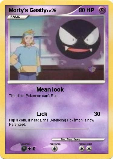 This is the first use of the word shiny (referring to shiny pokémon) in an english game. Pokémon Morty s Gastly - Mean look - My Pokemon Card