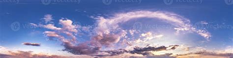 Seamless Hdri Panorama 360 Degrees Angle View Blue Pink Evening Sky