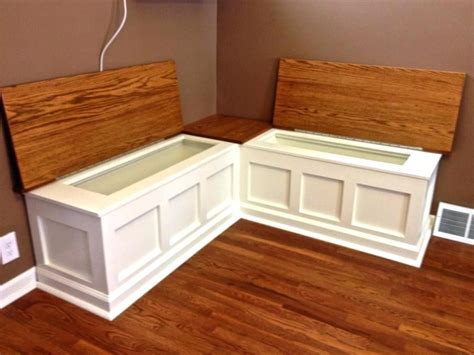 Storage bench with some space to love this is a 12×6 bench to finish pairs perfectly with metal shelves the cabinets a corner dining bench builtin benches storage free shipping habitatconcept out of stars. Kitchen Nook Bench With Storage Regarding Breakfast Plans ...