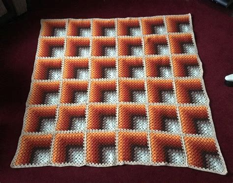 Optical Illusion Crochet Blanket Throw Attic Windows Etsy Crochet
