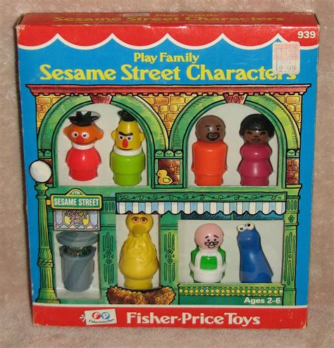Vtg Sesame Street Fisher Price Little People Figures W Box Mib Fplp