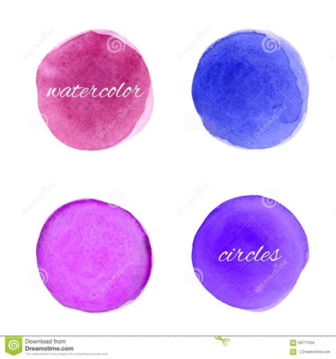 Bright Purple Watercolor Circles Design Elements Stock Vector