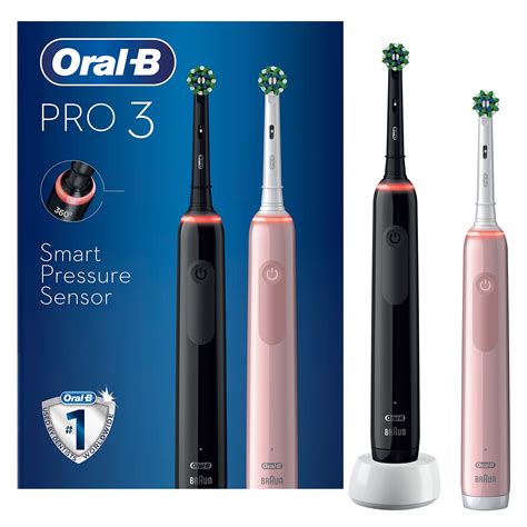 Buy Oral B Pro 3 2x Electric Toothbrushes With Smart Pressure Sensor 2 Handles And 2 Cross Action