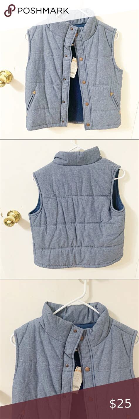 Gymboree Chambray Blue Lined Puffy Vest M 7 8 Clothes Design Puffy Vest Chambray