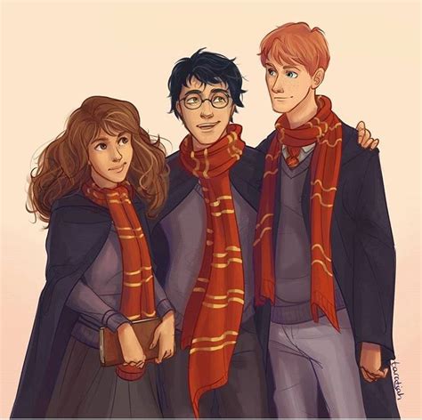 The Golden Trio Harry Potter Fan Art Harry Potter Couples Harry