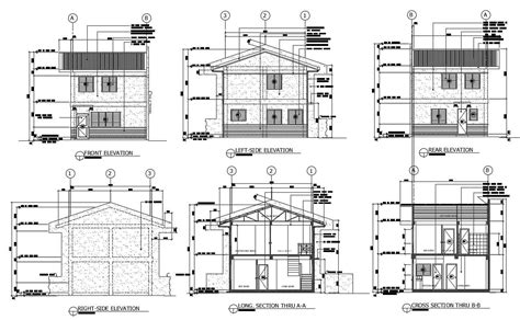 House Plan Elevation Section Cadbull