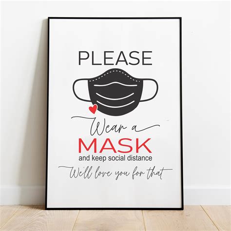 Business Sign Printables Store Sign Wear Your Mask Poster Wear A Mask Sign Print Social