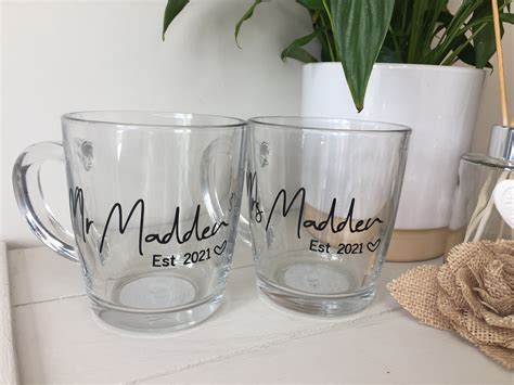 Personalised Mr And Mrs Glass Mugs Newlywed T Future Mr And Etsy