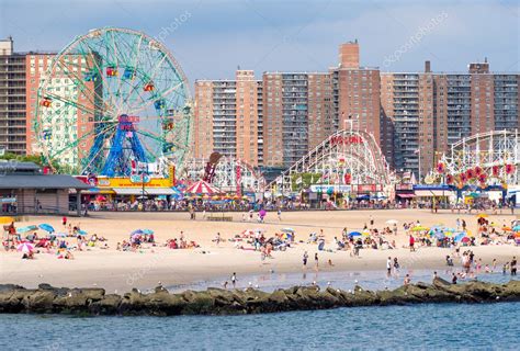 The Beach And The Amusement Park At Coney Island In New York City