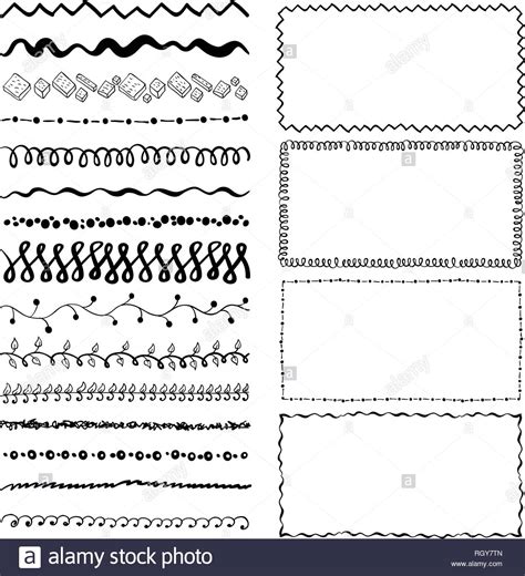 Set Of Hand Drawn Doodle Frames Sketch Borders Stock Vector Image