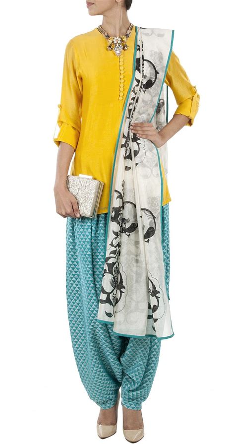 payal singhal yellow and aqua blue kurta set indian suits indian attire indian wear indian