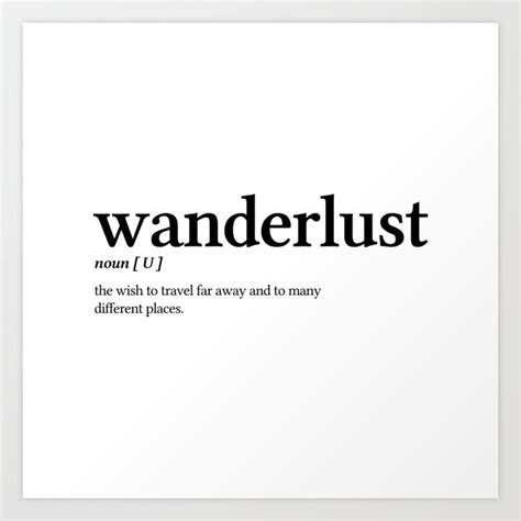 Wanderlust Word Definition Black Text Art Print By Word Definitions