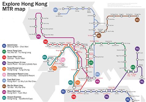 Hong Kong Mtr Map Lines System Hong Kong Mtr Map Subway Metro Tube