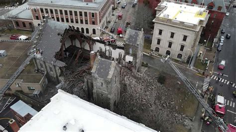 Drone Footage Of New London Church Collapse