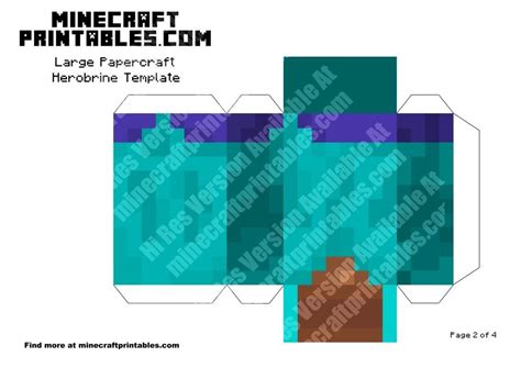 Herobrine Printable Minecraft Herobrine Papercraft Template