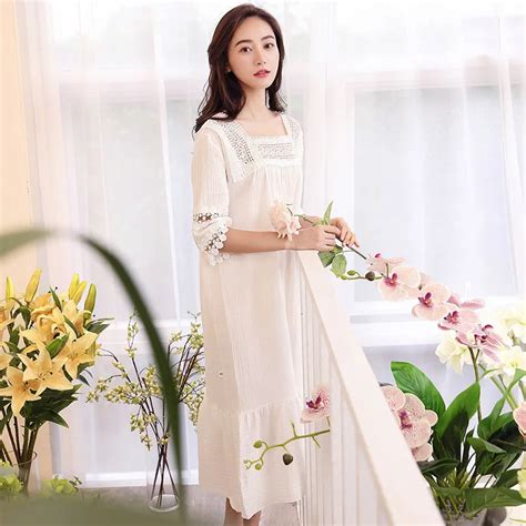 renyvtil free shipping princess nightdress women s long royal nightgown white sleepwear ladies