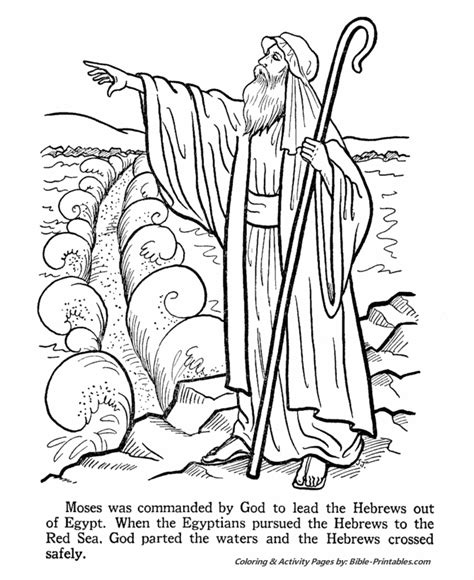 Moses Parts The Red Sea Old Testament Coloring Pages Bible Printables