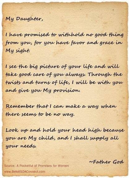 Dear Daughter Letter From God Words To Live By Pinterest
