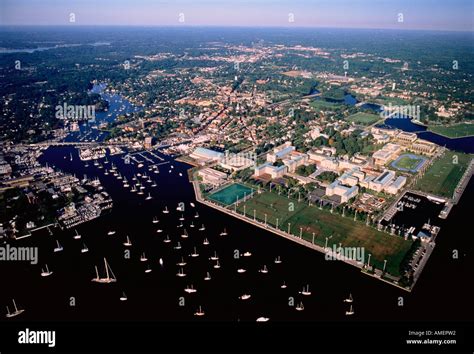 Aerial View Of Annapolis And Naval Academy Maryland Usa Stock Photo